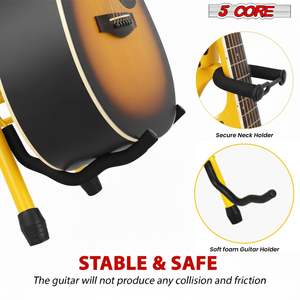 Taburete para Guitarra 5Core, Silla Acolchada de 3.15 Pulgadas con Respaldo, Asiento Musical Plegable con Reposapiés Integrado, Soporte para Guitarra - Product Image 5