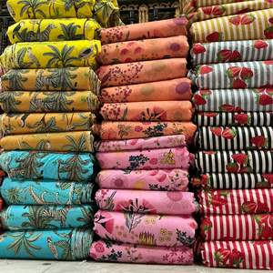 New Design Multicolor 100% Cotton Indian Garment Fabric Organic Eco-Friendly Craft <b>Boys</b> Floral Hand Block Screen Print - Product Image 2