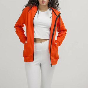 Women's Casual Outdoor Zip-Up Hoodie Solid Color Full Sleeve Custom Heavyweight Breathable Winter Zipper Hoodie - Product Image 4