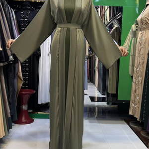 Wholesale Umbrella Abaya Stone Work Handmade Sequined Arabic Dubai Style Full Flare Nida Fabric Evening Party Dress - Product Image 4
