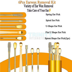 Kit de nettoyage d'oreilles en acier inoxydable, 6 pièces, curettes pour l'élimination du cérumen, pour la vente en ligne - Product Image 5