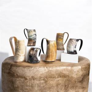 Taza Artesanal de Lujo Ecológica Grabada a Medida de Cuerno de Búfalo y Cuerno de Buey para Cerveza/Ale/Miel, Regalo Nórdico Medieval FAIZA CRAFT - Product Image 1