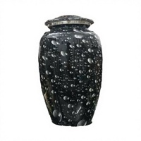 Nouvelle Urne Funéraire Moderne de Luxe en Aluminium Gravé pour Cendres Humaines, Noir Mat, Faite à la Main, Cylindrique, Capacité 3-4L