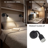 Lampe de lecture murale 12V LED RV avec port type-c, applique de chevet à col de cygne flexible pour camping-car/remorque/camping-car/caravane