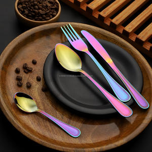 Juego de cubiertos/cubiertos de acero inoxidable con cuentas de PVD negras Grado 202/304 Cuchara brillante Tenedor y cuchillo Cuchara para bebé-Hecho EN LA India - Product Image 4