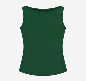 Débardeur court décontracté pour femme à col bateau, sans manches, respirant, anti-boulochage, couleur unie, en Spandex / Coton, avec logo personnalisé - Product Image 1