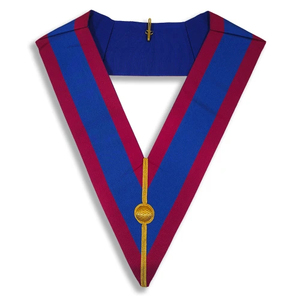 Collier maçonnique provincial bleu et rouge avec frange à pompons dorés - Product Image 4