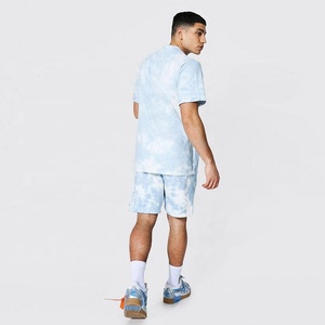 Men <b>Tie</b> <b>Dye</b> Cotton T-Shirt And Shorts <b>Set</b> Crew Neck Short Sleeve Casual Summer Loose Fit Breathable Lightweight With Side Pocket - Product Image 2