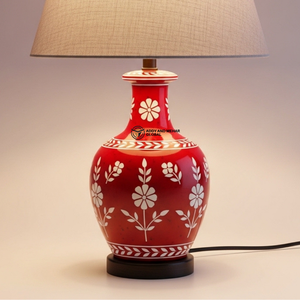 Porte-bougie carré rouge de luxe avec abat-jour en tissu |   Décoration de maison artisanale à motif floral pour Pâques - Product Image 5