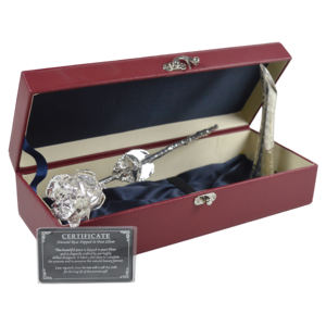 Support en laiton argenté avec finition plaquée or rose naturel pour cadeau d'anniversaire, cadeau de la Saint-Valentin et rose véritable pour couple - Product Image 2