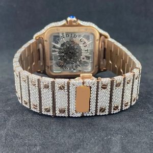 Montre analogique de luxe pour femme avec diamants, boîtier en or jaune, verre saphir, mouvement mécanique, 36 mm, fermoir papillon - Product Image 2