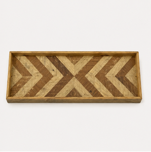 Handcrafted Mango Wood Herringbone Serving Tray <b>Rustic</b> Decorative Rectangular Tray For Breakfast & <b>Home</b> <b>Decor</b> Wood Craft Design - Product Image 3