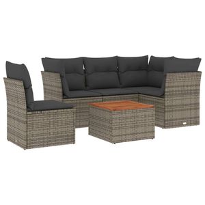 Conjunto de Sofás de Jardín de Ratán Moderno, 6 Plazas, Muebles de Exterior Resistentes a la Intemperie, Diseño Contemporáneo, Gris Oscuro - Product Image 4