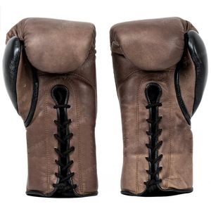 Leather MMA Gloves with Lace-Up Wrist <b>Straps</b> and Logo for Adults Training and Sparring - Product Image 2