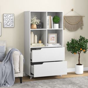 Libreria Moderna Industriale a 4 Ripiani in Legno con 2 Cassetti e 4 Cubi di Stoccaggio per Soggiorno - Product Image 3