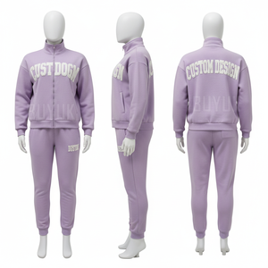 Custom Design Cream Tracksuit Set Unisex Full Zipper <b>Sweatshirt</b> Joggers Casual Autumn Wear 100% Cotton Breathable Regular Fit - Product Image 5