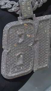 จี้ฮิปฮอปแบบกำหนดเองประดับเพชรโมอิสซาไนต์เต็มตัว  จี้เงินแท้ 925  สร้อยคอพร้อมจี้ตัวอักษรแบบกำหนดเอง  ผ่านการทดสอบเพชร - Product Image 3