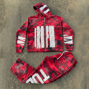 Conjunto Deportivo de Camuflaje con Parches Bordados, Sudadera con Cierre y Pantalones Deportivos con Cierre, Conjunto Deportivo para Hombre - Product Image 1