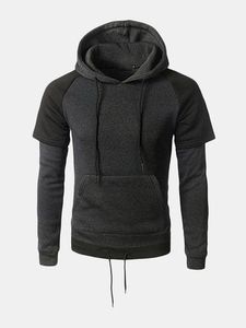 Sweat-shirt à capuche en polaire patchwork pour homme, logo personnalisé, streetwear d'hiver - Product Image 2