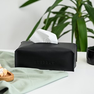 Boîte à mouchoirs en cuir véritable haut de gamme, anti-odeur, simple et décontractée, faite à la main, avec bouton décoratif premium - Product Image 1
