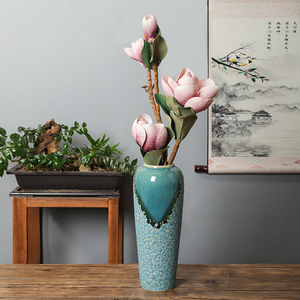 Jarrón de Cerámica y Porcelana Verde, Azul y Blanco para Decoración del Hogar, Jarrón de Flores para Piso u Oficina - Product Image 2