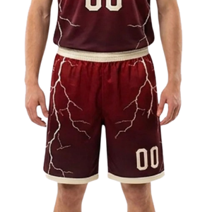 Conjunto de Uniformes de Baloncesto para Hombre, Camiseta sin Mangas con Estampado de Rayos y Cuello Redondo, Dobladillo en Contraste, Nombre y Números de Equipo Personalizados, 100% - Product Image 5