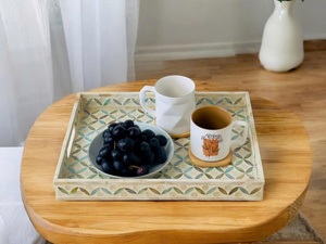 Bandejas rectangulares al por mayor con incrustaciones de nácar para tazas. Bandejas de servir para cocina y hogar, varios diseños. - Product Image 2
