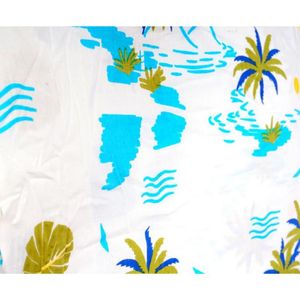 Tela de algodón orgánico con hermoso estampado a mano y colores vibrantes, ligera, con estampado isleño para camisas y cortinas para niños. - Product Image 1