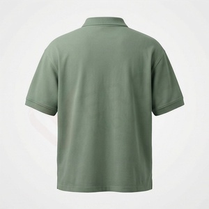 Polo à manches courtes pour homme, vert olive, avec poche, coupe classique, en coton Oxford uni, respirant, tissé - Product Image 2