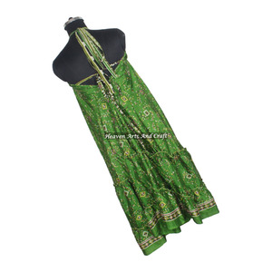 Nouvelle Robe Bohème d'Été pour Femme, Style Boho Hippie Vintage, en Sari de Soie Recyclé, Col Halter, Robe de Soirée Élégante sans Manches - Product Image 2