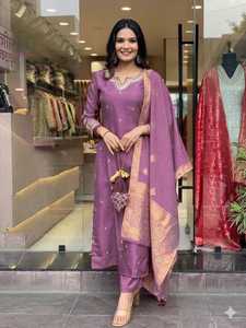 Red Cotton Salwar Kameez Set Embroidered <b>Kurta</b> Pant Dupatta <b>Women</b> Ethnic Wear for Wedding Party and Festive Functions Fit - Product Image 6