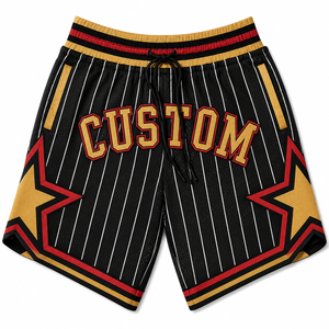 Shorts de basketball personnalisés pour hommes, rayés blancs et bleus, avec cordon de serrage à la taille, brodés, grandes tailles, vêtements de sport décontractés - Product Image 4