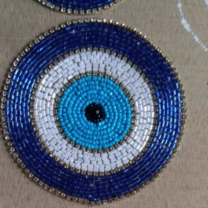 Evil Eye Beaded Coaster <b>Protection</b> Decor Handmade Aesthetic Drink Mat <b>Table</b> Accessory - Product Image 1