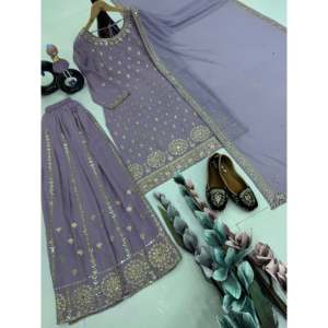 Hermoso Conjunto de Top de Chifón y Pantalones Plazzo con Elegante Dupatta para Fiestas - Product Image 5