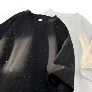 Nouveau t-shirt noir à paillettes surdimensionné pour hommes, streetwear tendance, tee-shirt scintillant décontracté à manches courtes, haut de mode hip-hop pour un usage quotidien - Product Image 5