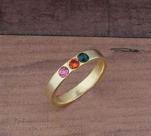 Wholesale Women's Classic Wedding Multi Colorful Stone <b>Band</b> Sterling Silver Plated <b>Copper</b> Ring High Quality Manufacturer - Product Image 6