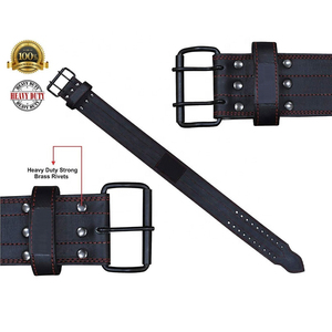 Custom Logo Weightlifting Power <b>Belt</b> with Leather Material and Steel Buckle, Adjustable Heavy Duty Support for Gym, Deadlift - Product Image 4