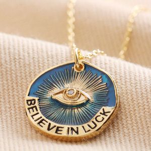 Collier ras du cou bleu artisanal pour femme avec pendentif Lettre Œil de Diable, Croyance en la Chance, Cadeau - Product Image 1
