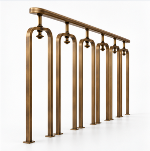 Rampe d'escalier contemporaine en bronze avec balustres à boucles arrondies et lignes architecturales minimalistes pour un intérieur haut de gamme - Product Image 2