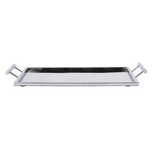 Rectangular Metal Storage <b>Tray</b> <b>Mirrored</b> Finish Single Tier Table Use Minimalist Design Easy To Clean - Product Image 1