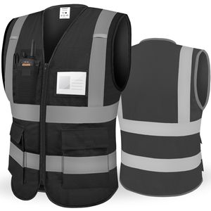 Hi Visibility Polyester Sleeveless Workwear Reflective Safety Vests for Men Women Mesh Fabric <b>Construction</b> Safety Apparel Neon - Product Image 1
