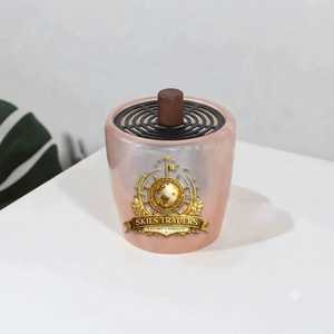Brûleur à Bakhoor en céramique rose, brûleur d'encens rond moderne avec couvercle en bois et grille, brûleur à Oud arabe, diffuseur d'arômes de table - Product Image 1