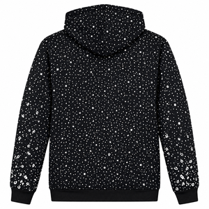 Sweat à capuche surdimensionné personnalisé 100% coton avec fermeture éclair ornée de strass, nouveau look tendance pour un port sans manches, confortable à porter - Product Image 5