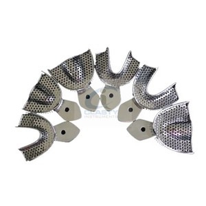 Plateaux d'empreinte dentaire supérieurs et inférieurs en acier inoxydable réutilisables autoclavables pour alginate CE ISO OEM - Product Image 4
