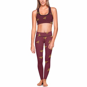 Ensemble de sport personnalisé avec impression par sublimation, leggings et soutien-gorge de yoga pour femmes, vêtements de sport actifs extensibles - Product Image 2