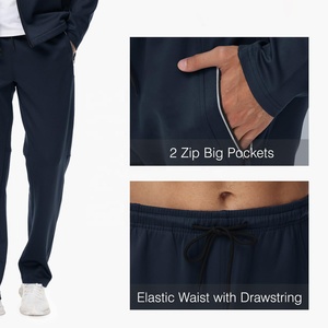 ชุดวอร์มผู้ชายมาใหม่ คุณภาพสูง ผลิตจากโพลีเอสเตอร์/คอตตอน ระบายอากาศได้ดี เหมาะสำหรับฤดูหนาว ชุดเซ็ตเสื้อฮู้ดซิปเต็มตัวและกางเกง สามารถปรับแต่งได้ - Product Image 4