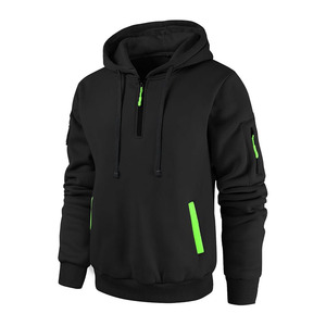 Men's Hoodies Casual Pullover Hooded Sweatshirt Long Sleeve Quarter Zip Hoody Tops With Kangaroo Pocket - Product Image 1