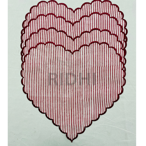 Ridhi Red Linen Placemats with Red Embroidery Heart Shape <b>Table</b> Placemat Reusable <b>Table</b> <b>Mats</b> Bulk for Hotels, Weddings & Events - Product Image 1