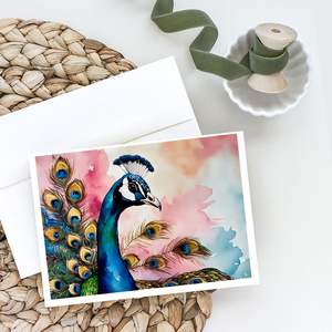 Whimsical Peacock A7 Tamaño 5x7 Tarjetas de notas en blanco Paquete de 8 con sobres Tarjetas de felicitación - Product Image 2