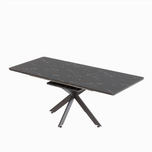 Modern Mid Century 62.4\" Extendable 78.15\" Black Dining <b>Table</b> Set Very Large Kitchen <b>Table</b> for Dining Room <b>Parties</b> Conferences - Product Image 6